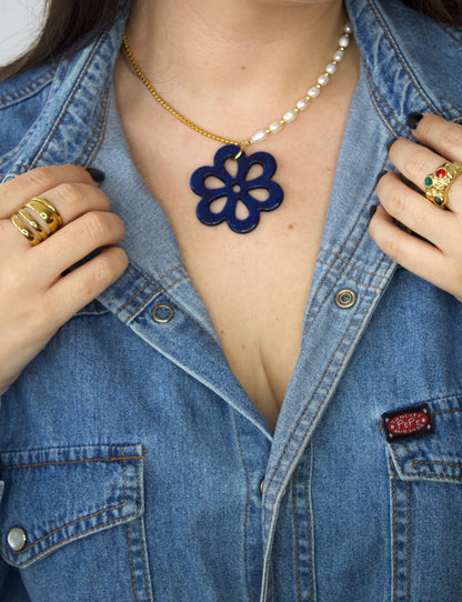 Collar Blue con Perlas