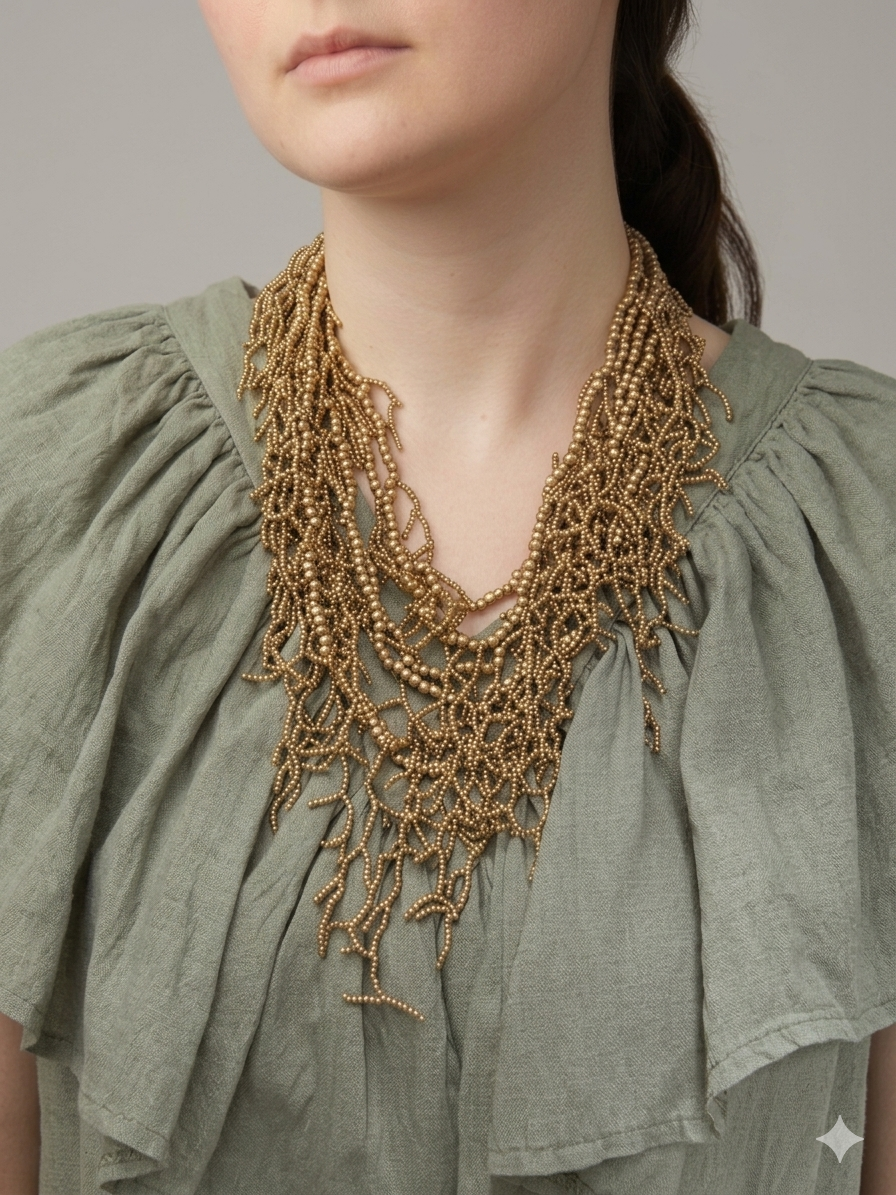 Collar coral en dorado