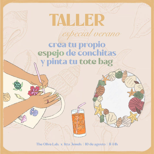 Taller Espejos conchas + Pintar tote bag.