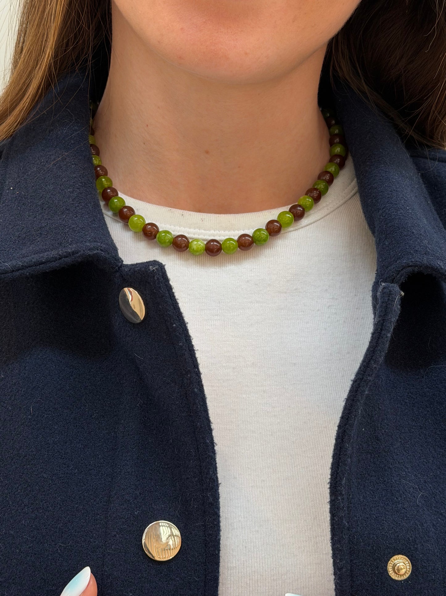 Collar Mía en Verde y Marrón