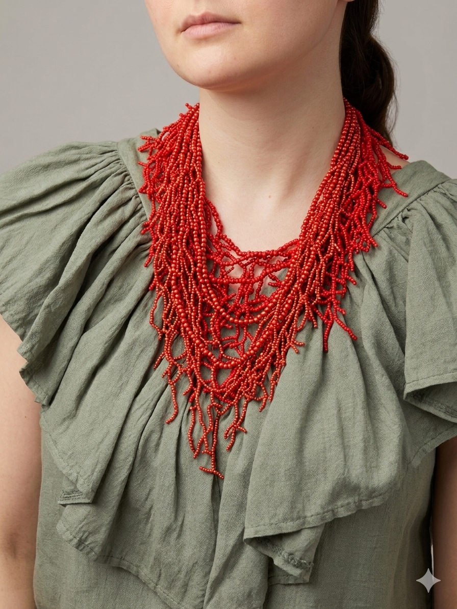 collar coral en rojo